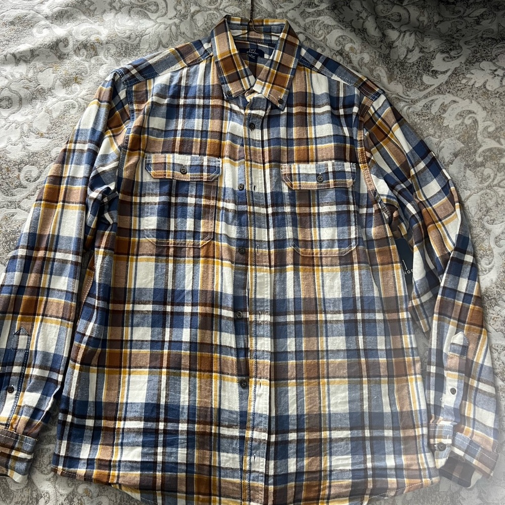 Plaid Men's Shirt - Blue and Brown